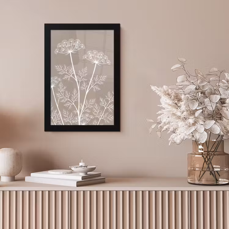 Grafisch - Fluitenkruid - Taupe fotolijst zwart zonder passe partout klein -sfeer5