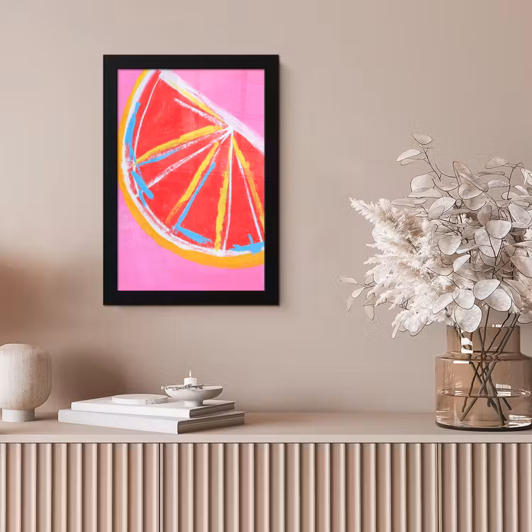 Grapefruit - Geschilderd - Roze - Strepen fotolijst zwart zonder passe partout klein -sfeer5