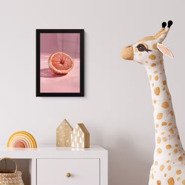 Grapefruit - Roze - Disco - Shiny fotolijst zwart zonder passe partout klein -usfeer4_kinderkamer