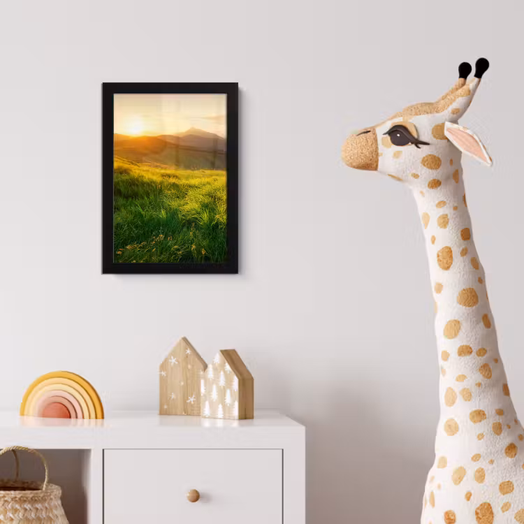 Gras - Heuvels - Zon - Natuur - Landschap fotolijst zwart zonder passe partout klein -usfeer4_kinderkamer