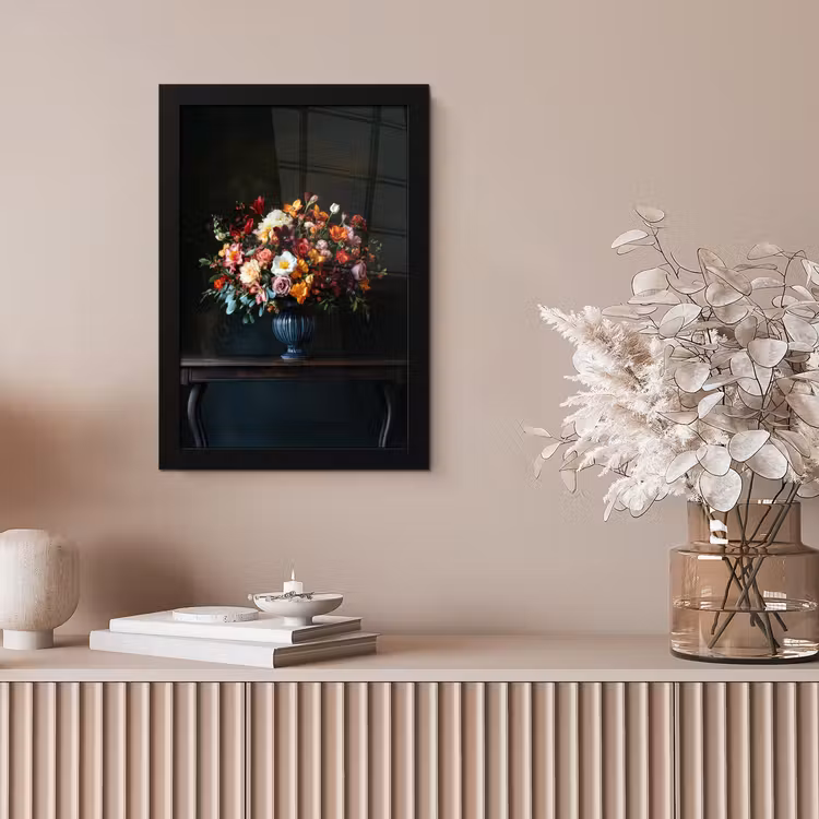 Groot - Bloemen - Vaas - Boeket fotolijst zwart zonder passe partout klein -sfeer5