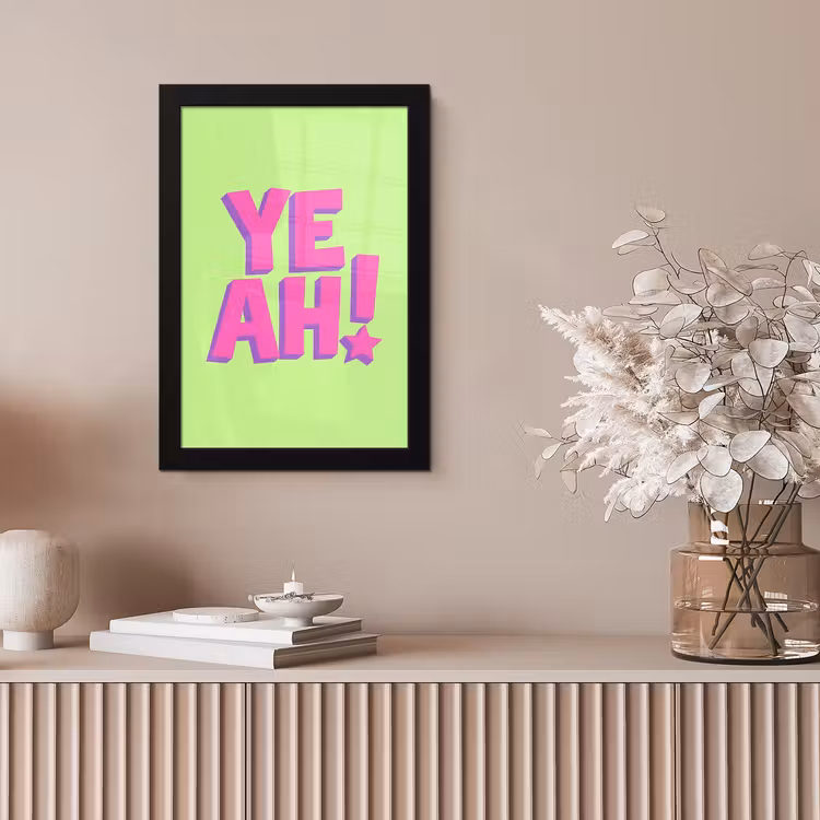 Groen - Neon - Quote fotolijst zwart zonder passe partout klein -sfeer5
