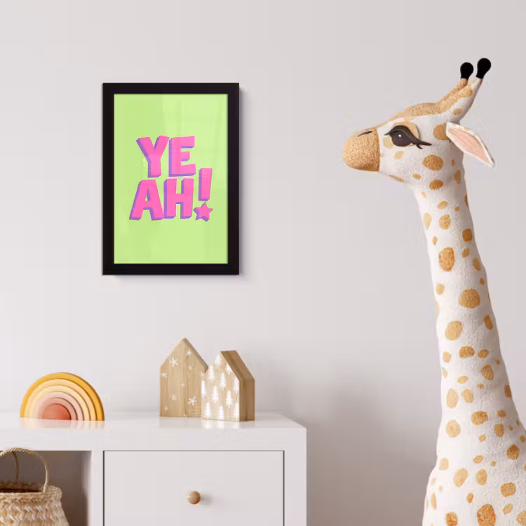 Groen - Neon - Quote fotolijst zwart zonder passe partout klein -usfeer4_kinderkamer