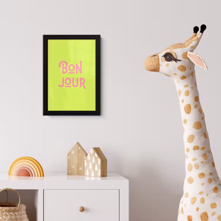Groen - Roze bonjour - art-deco fotolijst zwart zonder passe partout klein -usfeer4_kinderkamer