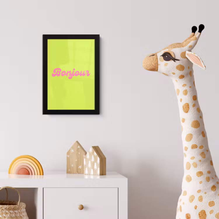 Groen - Roze bonjour - Retro fotolijst zwart zonder passe partout klein -usfeer4_kinderkamer