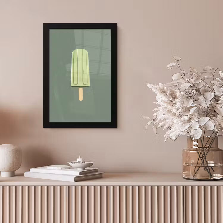 Groen - Waterijsje - Stokje - Illustratie fotolijst zwart zonder passe partout klein -sfeer5