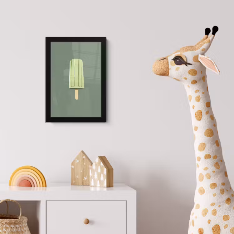 Groen - Waterijsje - Stokje - Illustratie fotolijst zwart zonder passe partout klein -usfeer4_kinderkamer