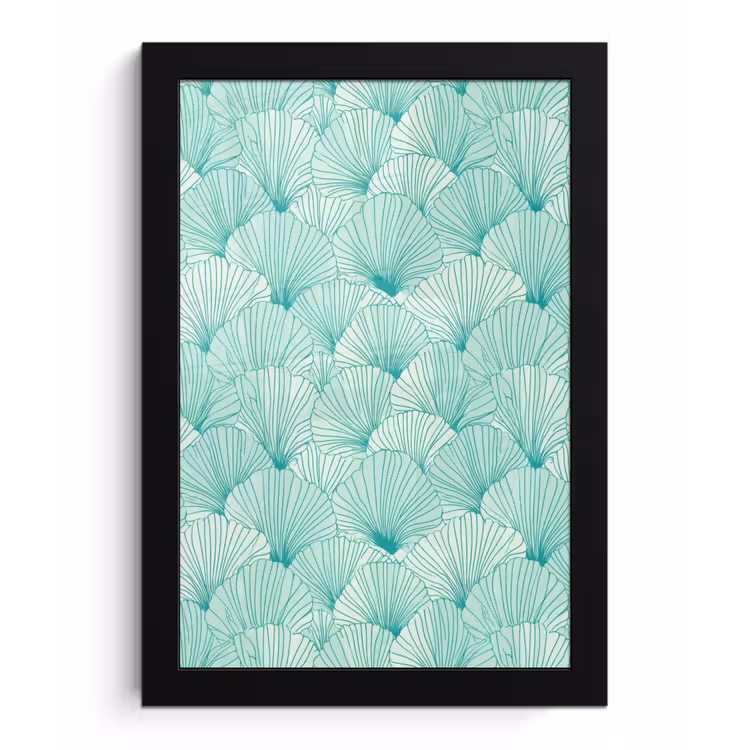 Groen - Wit - Ginko - Getekend - Textuur fotolijst zwart zonder passe partout klein 224 -3d