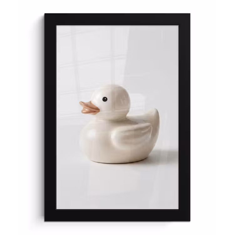 Badeend - Minimalistisch - Wit fotolijst zwart zonder passe partout klein -3d