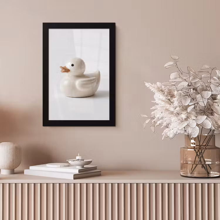 Badeend - Minimalistisch - Wit fotolijst zwart zonder passe partout klein -sfeer5