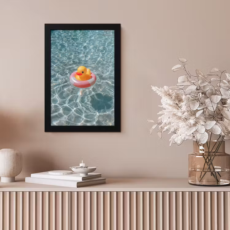 Badeend - Zwemband - Geel fotolijst zwart zonder passe partout klein -sfeer5