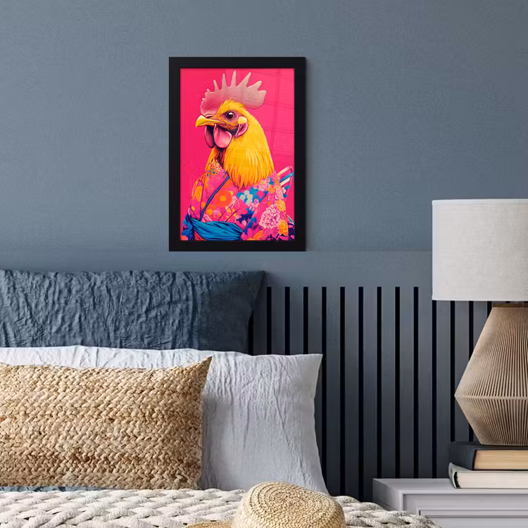 Haan - Kleurrijk - Kimono - Roze fotolijst zwart zonder passe partout klein -sfeer3