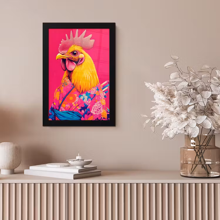 Haan - Kleurrijk - Kimono - Roze fotolijst zwart zonder passe partout klein -sfeer5