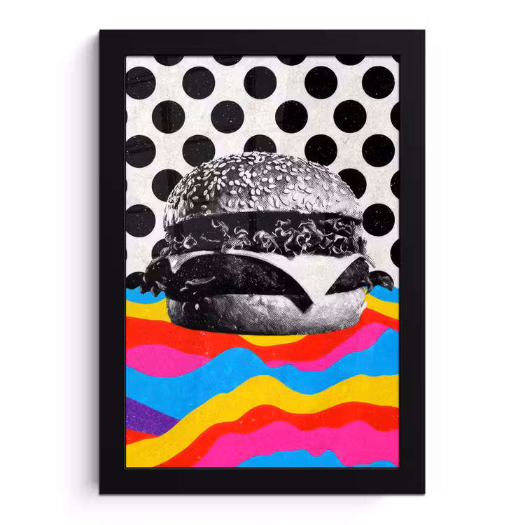 Hamburger - Stippen - Golven - Kleuren fotolijst zwart zonder passe partout klein -3d