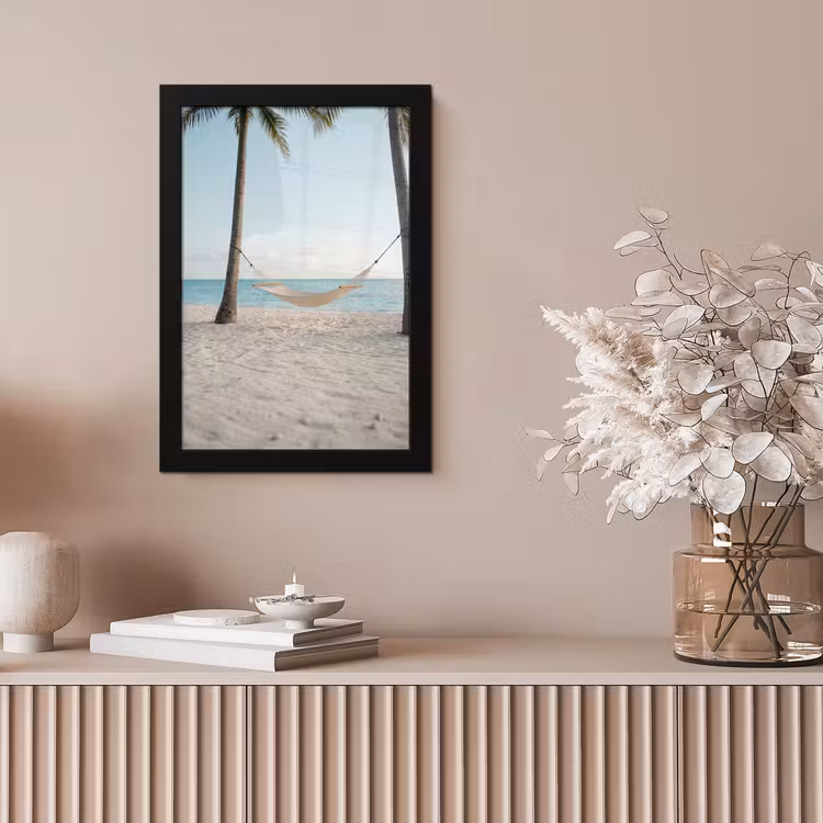 Hangmat - Strand - Wit fotolijst zwart zonder passe partout klein -sfeer5