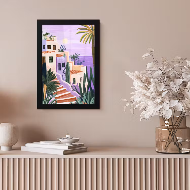 Huizen - Minimalistisch - Palmbomen - Kust fotolijst zwart zonder passe partout klein -sfeer5