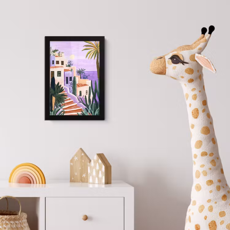 Huizen - Minimalistisch - Palmbomen - Kust fotolijst zwart zonder passe partout klein -usfeer4_kinderkamer