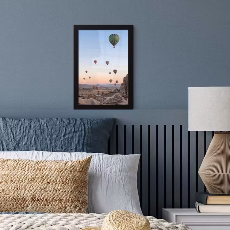 Luchtballonnen - Rotsen - Zonsopgang fotolijst zwart zonder passe partout klein -sfeer3