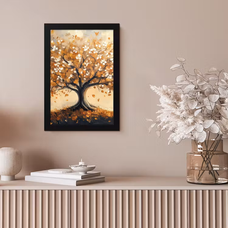 Herfst - Boom - Oranje - Bladeren - Levensboom - Abstract fotolijst zwart zonder passe partout klein -sfeer5
