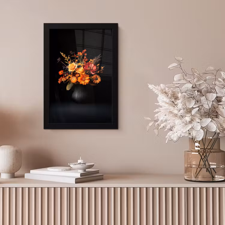 Herfst - Boeket - Oranje fotolijst zwart zonder passe partout klein -sfeer5