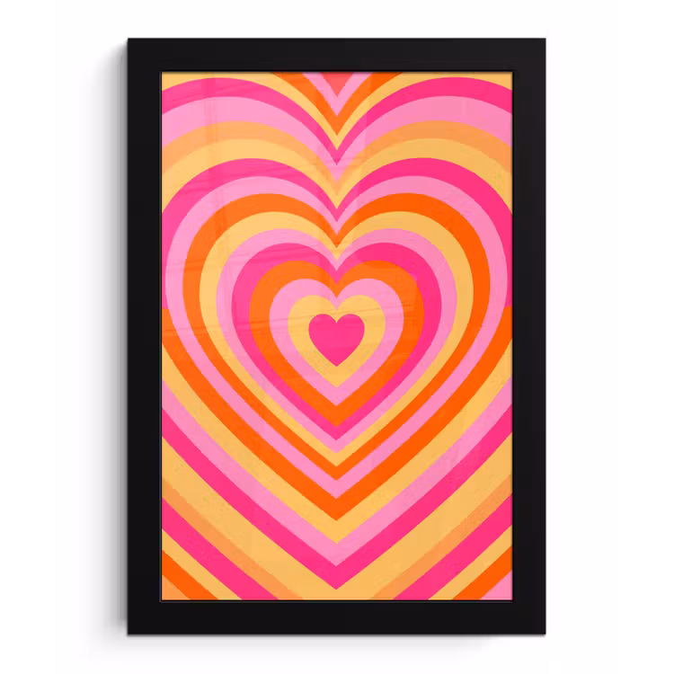 Hart - Concentrisch - Abstract - Liefde - Kleurrijk fotolijst zwart zonder passe partout klein -3d