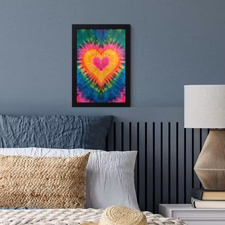 Hart - Tie Dye - Kleurrijk fotolijst zwart zonder passe partout klein -sfeer3