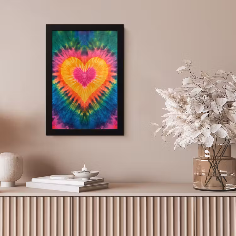 Hart - Tie Dye - Kleurrijk fotolijst zwart zonder passe partout klein -sfeer5