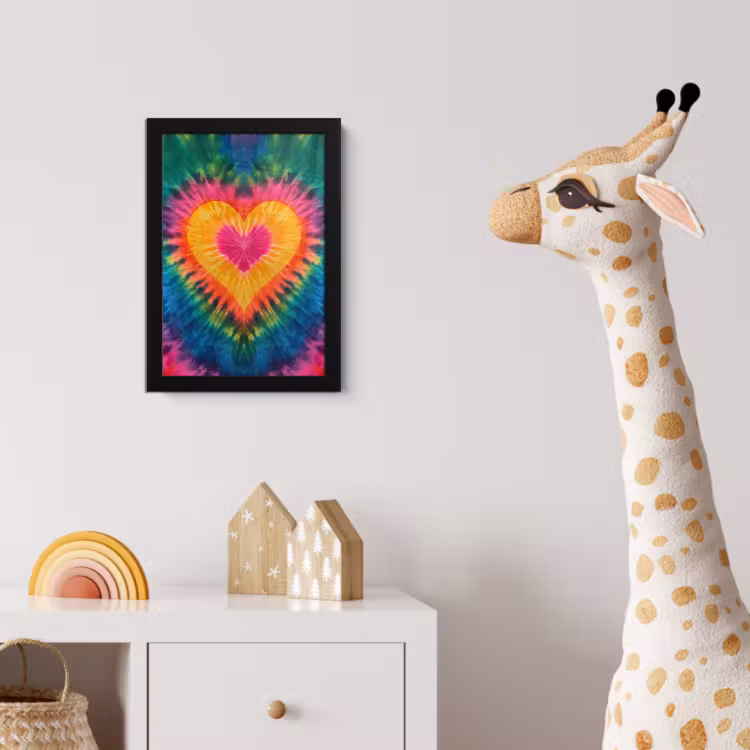 Hart - Tie Dye - Kleurrijk fotolijst zwart zonder passe partout klein -usfeer4_kinderkamer
