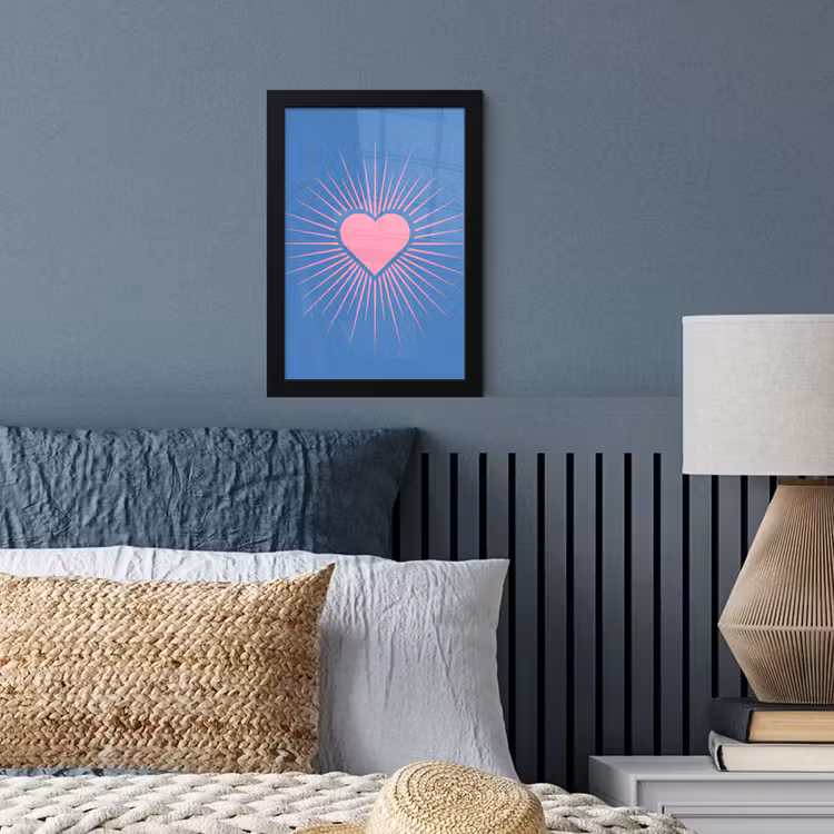 Hart - Stralen - Liefde - Modern - Roze fotolijst zwart zonder passe partout klein -sfeer3