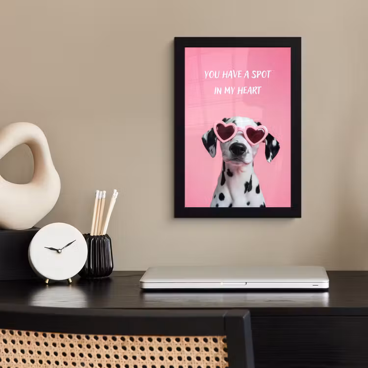 Hartjes - Hond - Valentijn - Roze fotolijst zwart zonder passe partout klein -sfeer1