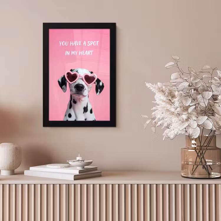 Hartjes - Hond - Valentijn - Roze fotolijst zwart zonder passe partout klein -sfeer5