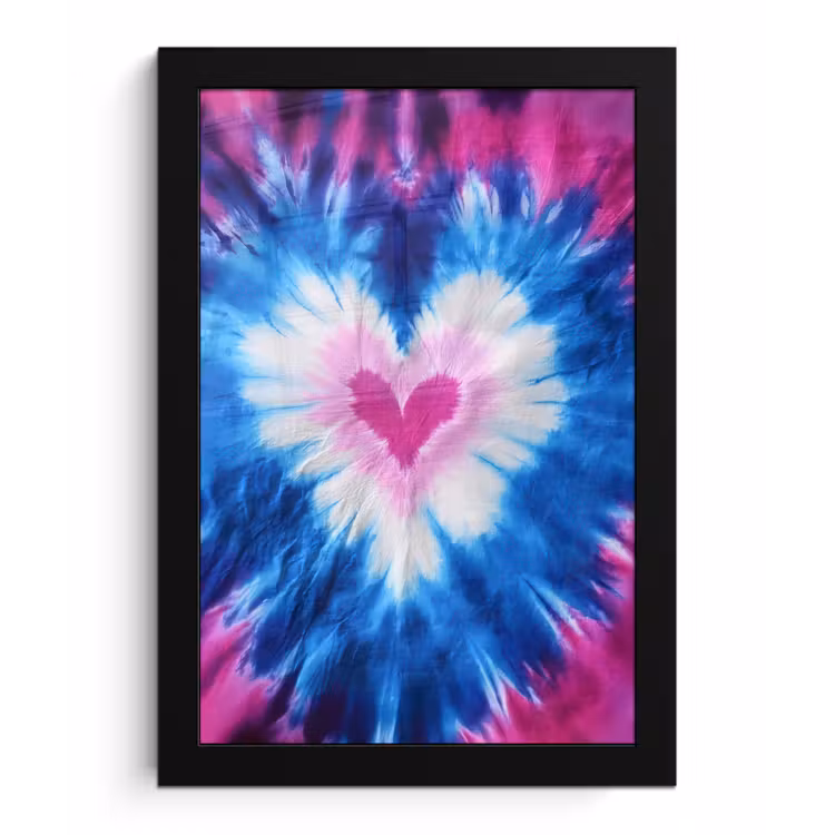 Hartvormig - Tie dye - Paars fotolijst zwart zonder passe partout klein -3d