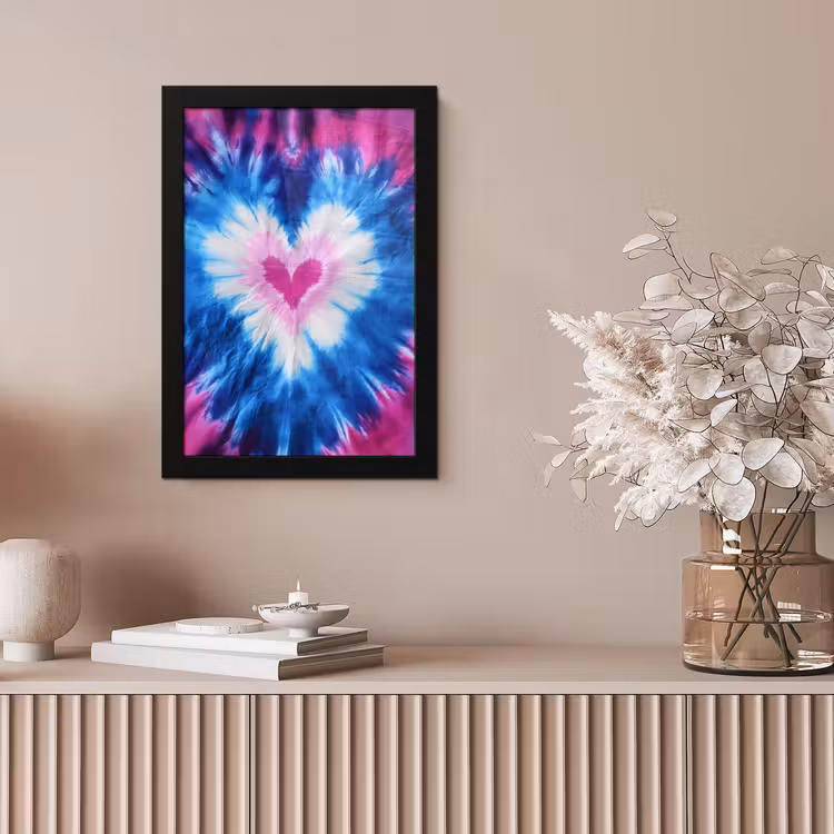 Hartvormig - Tie dye - Paars fotolijst zwart zonder passe partout klein -sfeer5