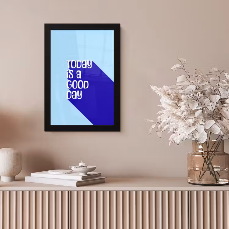 Today is a good day - Blauw - Schaduw fotolijst zwart zonder passe partout klein -sfeer5