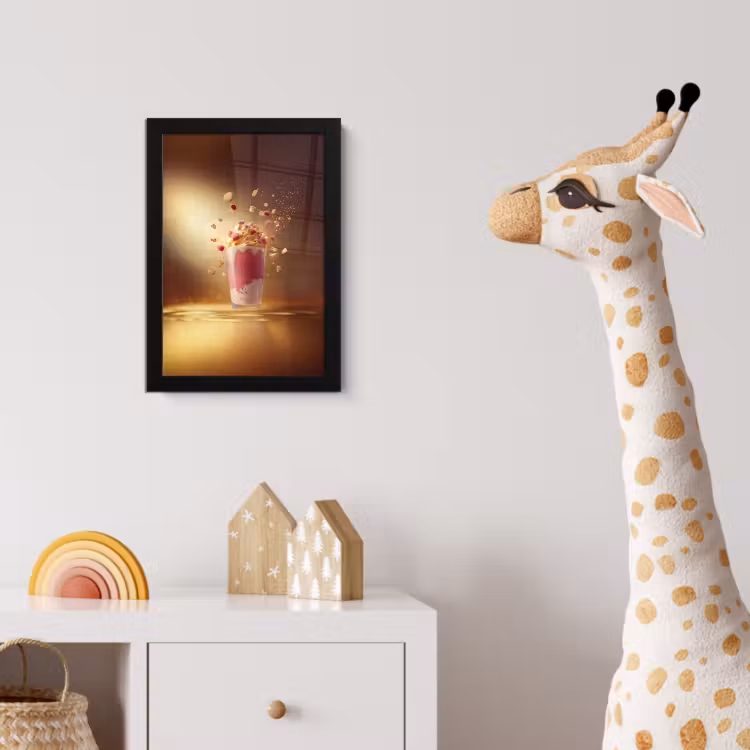 Framboos - Smoothie - Drinken - Roze fotolijst zwart zonder passe partout klein -usfeer4_kinderkamer