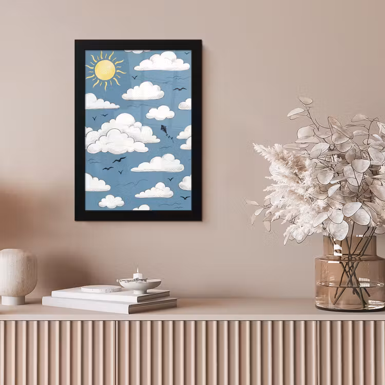 Lucht - Zon - Wolken - Natuur - Blauw fotolijst zwart zonder passe partout klein -sfeer5