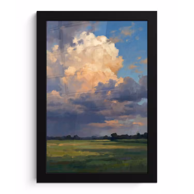 Lucht - Wolken - Landschap - Modern - Oranje fotolijst zwart zonder passe partout klein -3d