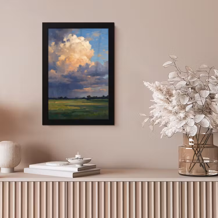 Lucht - Wolken - Landschap - Modern - Oranje fotolijst zwart zonder passe partout klein -sfeer5