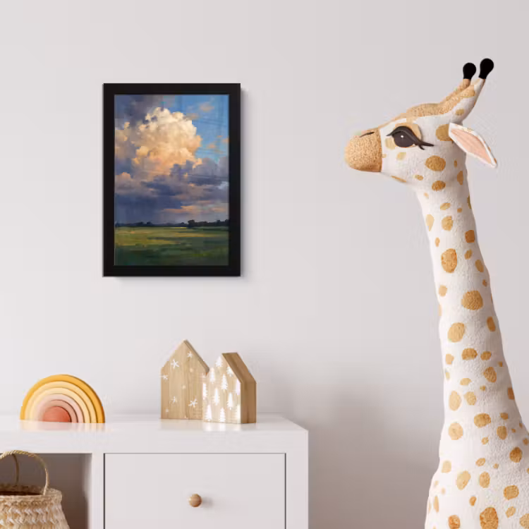 Lucht - Wolken - Landschap - Modern - Oranje fotolijst zwart zonder passe partout klein -usfeer4_kinderkamer