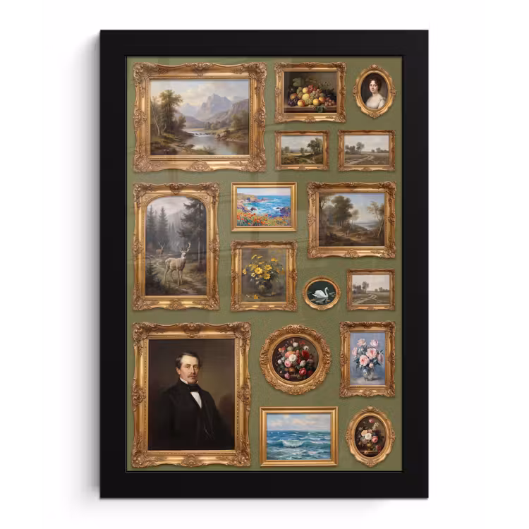 Hert - Bos - Natuur - Klassiek - Dieren fotolijst zwart zonder passe partout klein -3d