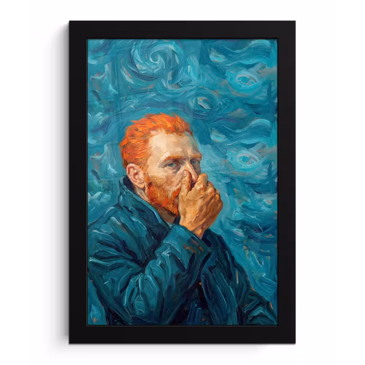 Portret - Klassiek - Blauw fotolijst zwart zonder passe partout klein -3d