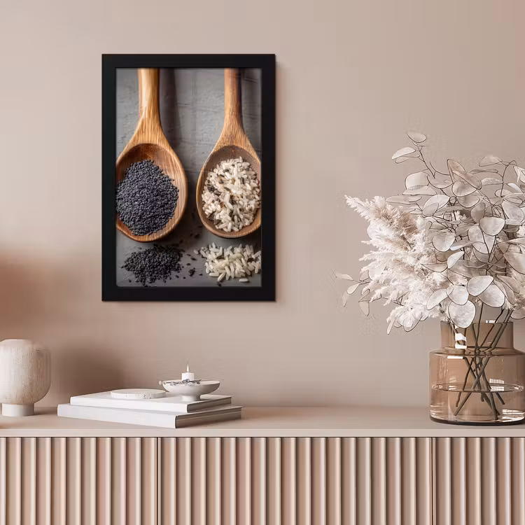 Houten - Lepels - Rijst - Zaden fotolijst zwart zonder passe partout klein -sfeer5