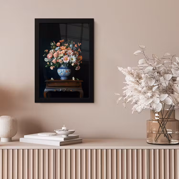 Hout - Vaas - Kleuren - Bloemen fotolijst zwart zonder passe partout klein -sfeer5