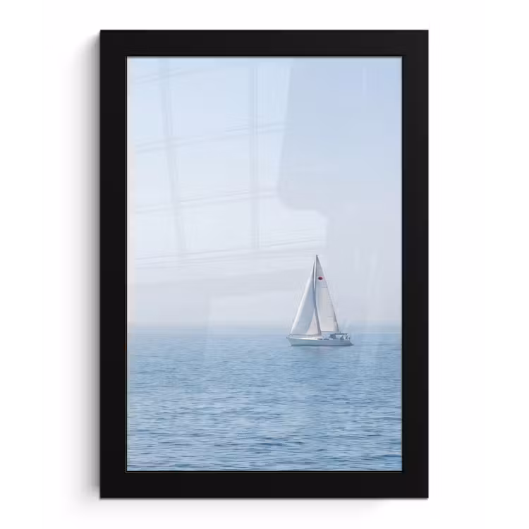Horizon - Zeilboot - Zee fotolijst zwart zonder passe partout klein -3d