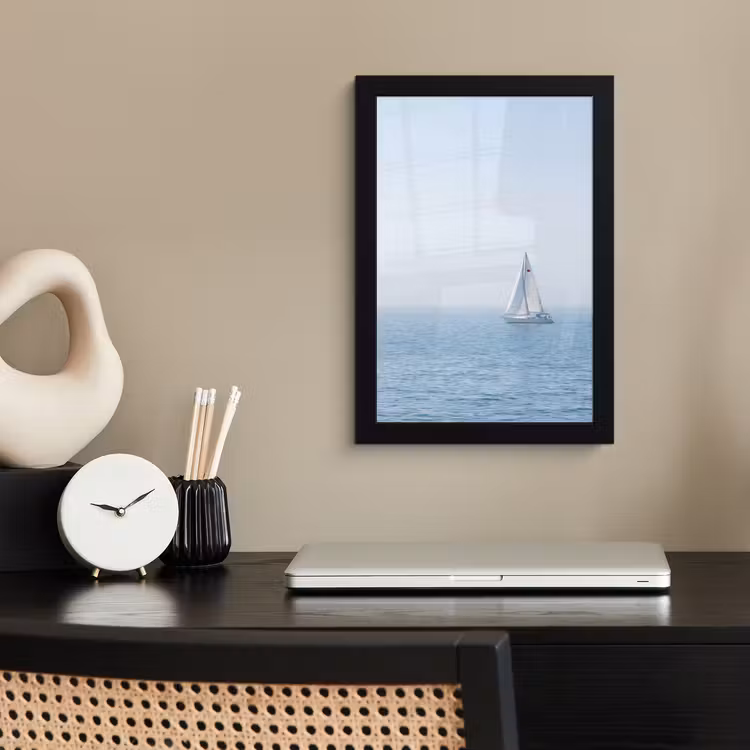 Horizon - Zeilboot - Zee fotolijst zwart zonder passe partout klein -sfeer1