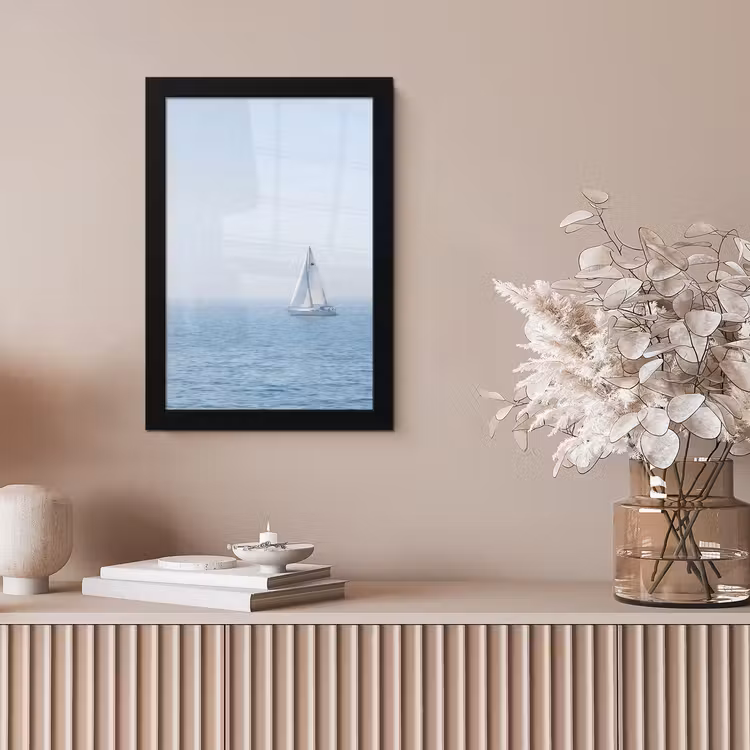Horizon - Zeilboot - Zee fotolijst zwart zonder passe partout klein -sfeer5