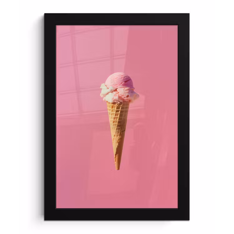 Hoorntje - Schepijs - Roze fotolijst zwart zonder passe partout klein -3d