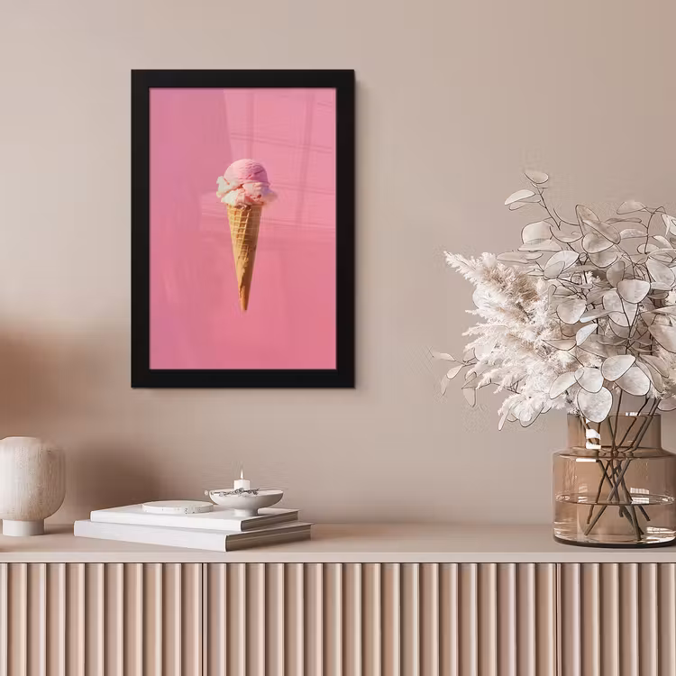 Hoorntje - Schepijs - Roze fotolijst zwart zonder passe partout klein -sfeer5