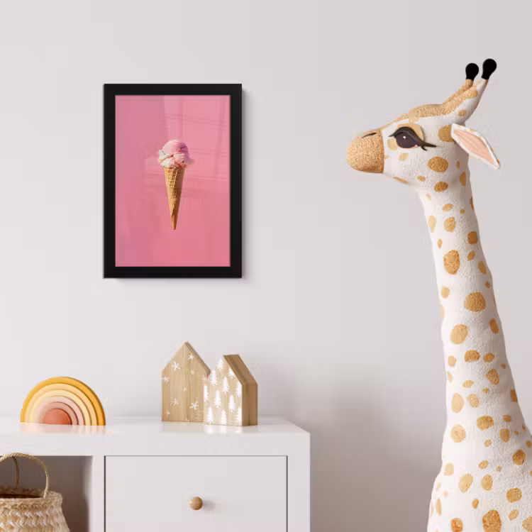 Hoorntje - Schepijs - Roze fotolijst zwart zonder passe partout klein -usfeer4_kinderkamer