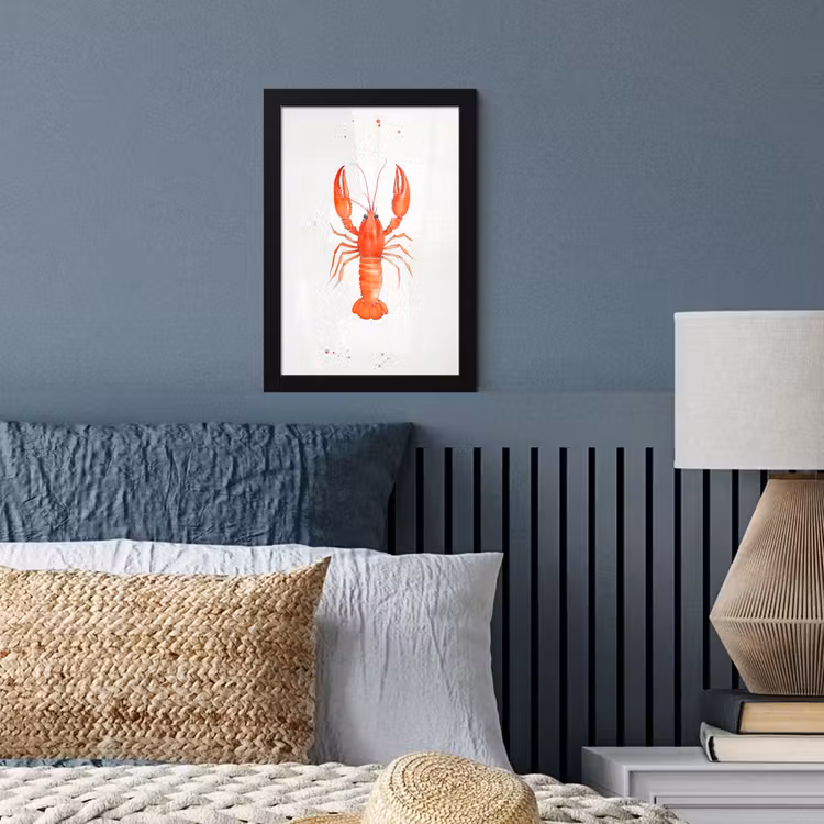Kreeft - Waterverf - Aquarel - Oranje fotolijst zwart zonder passe partout klein -sfeer3